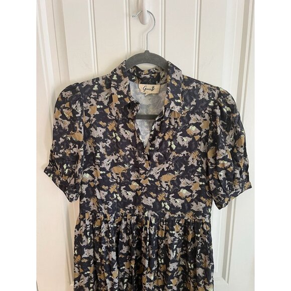 Garre B Women's Floral Midi Dress Short Puff Sleeves Button-Down Sz XS - Picture 3 of 6